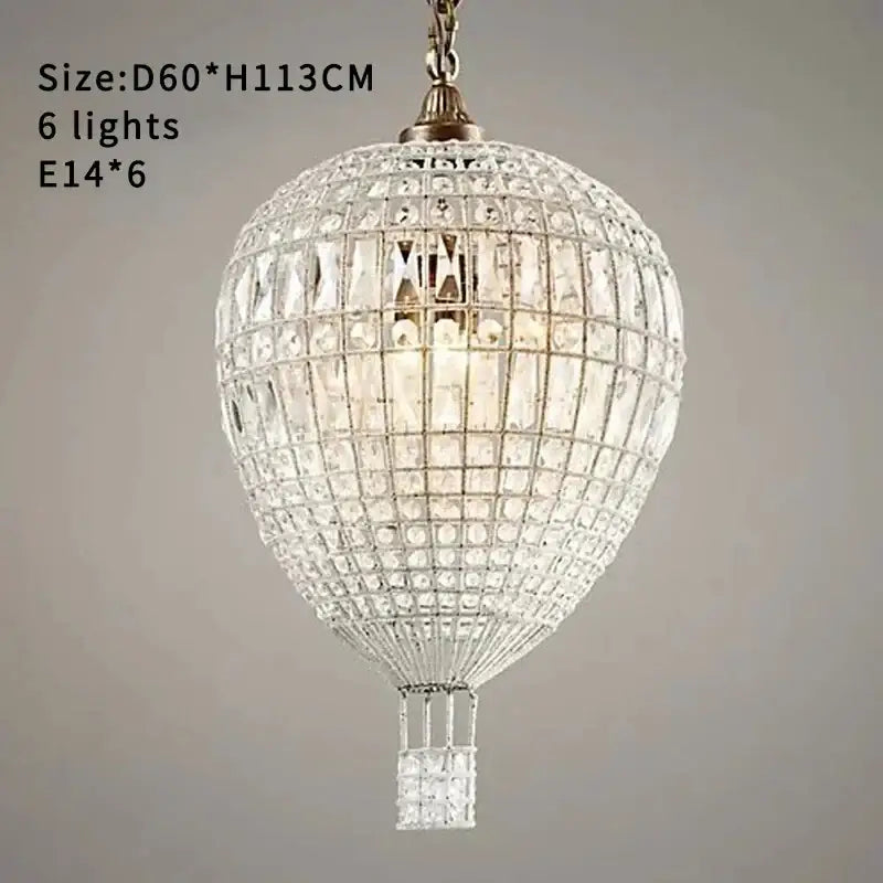 French balloon crystal pendant light for luxury living room