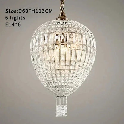 French balloon crystal pendant light for luxury living room