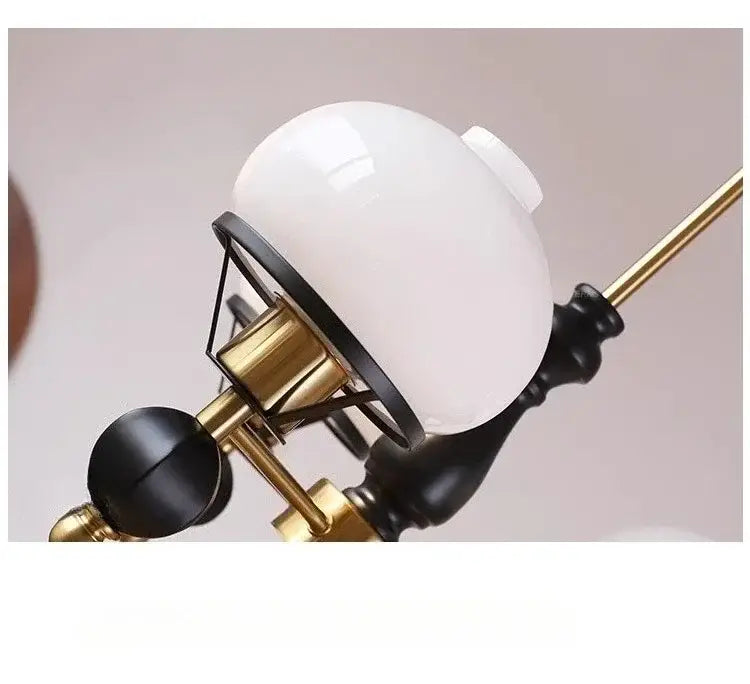 French bauhaus black & brass glass globe ceiling chandelier bedroom