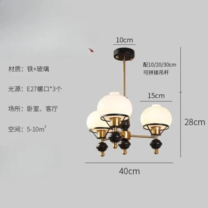 French bauhaus black & brass glass globe ceiling chandelier bedroom