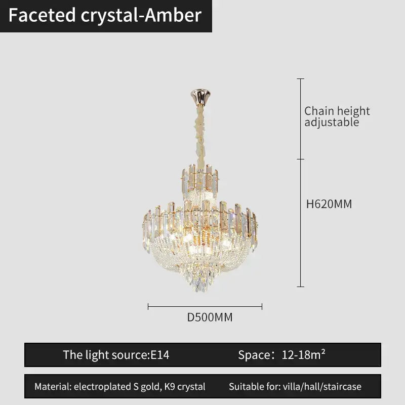 French bead chain crystal chandelier gold and chrome dining room