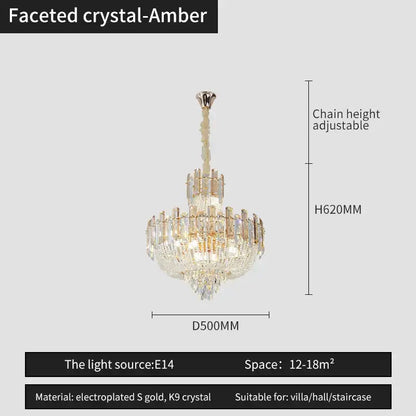 French bead chain crystal chandelier gold and chrome dining room