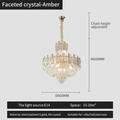 French bead chain crystal chandelier gold and chrome dining room