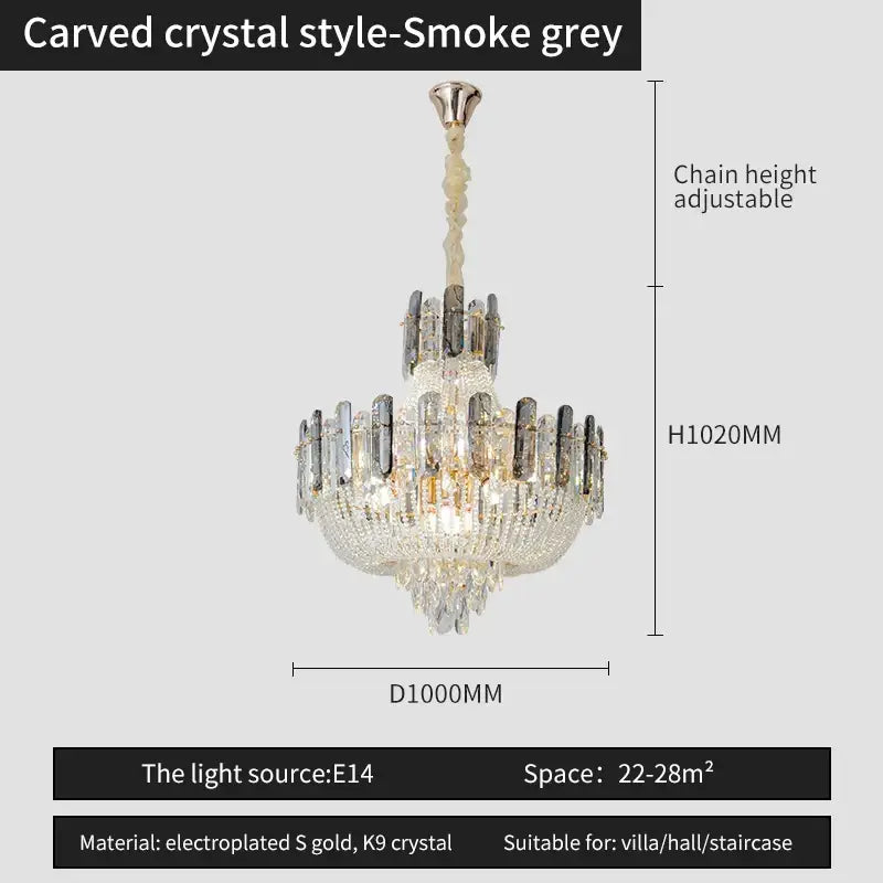 French bead chain crystal chandelier gold and chrome dining room