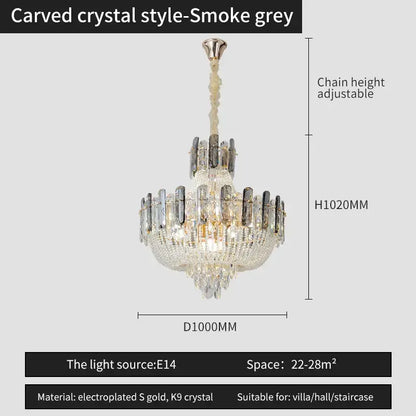 French bead chain crystal chandelier gold and chrome dining room