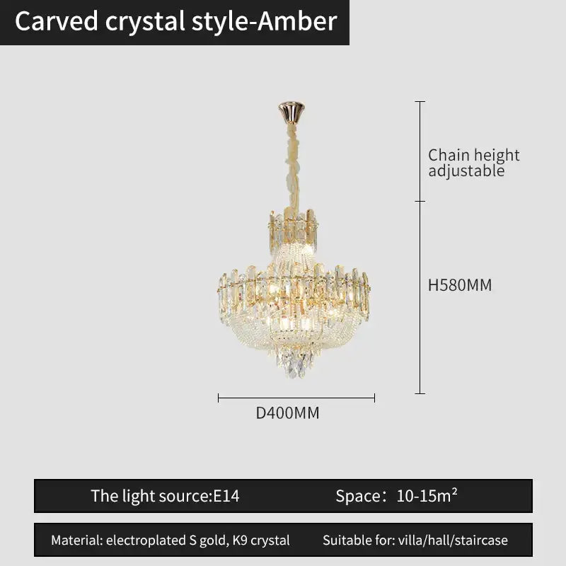 French bead chain crystal chandelier gold and chrome dining room