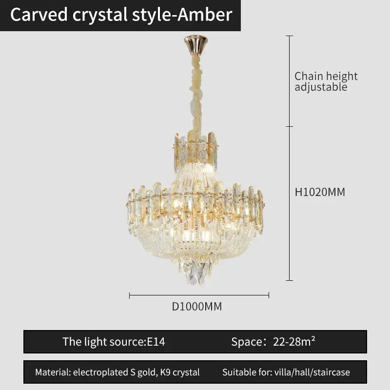 French bead chain crystal chandelier gold and chrome dining room