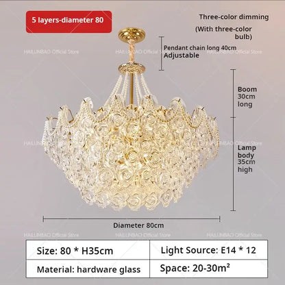 French chandelier pearl rose gold pendant light bedroom decor