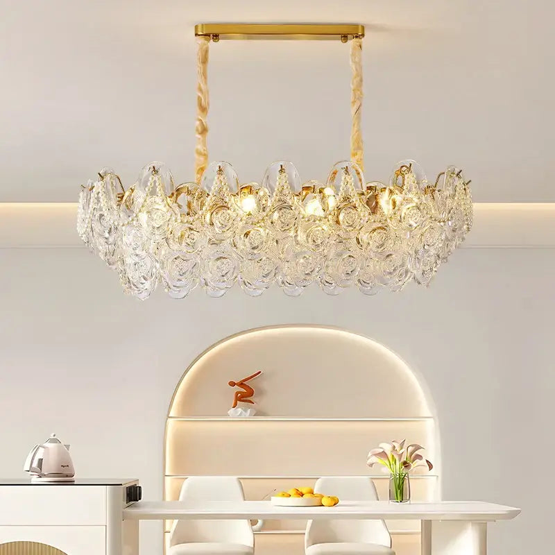 French chandelier pearl rose gold pendant light bedroom decor