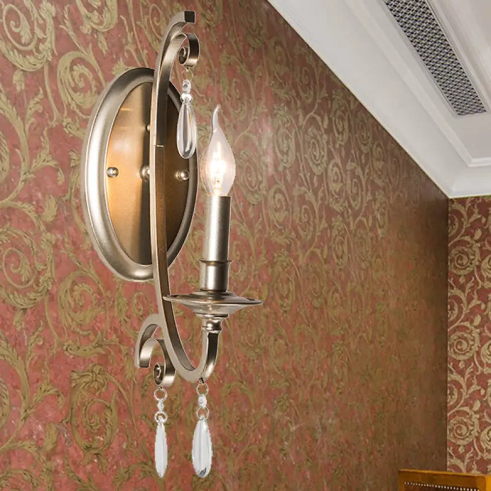 DecorBites™ French Country Bedroom Wall Lamp - Brass Finish Sconce Light with Crystal Accent