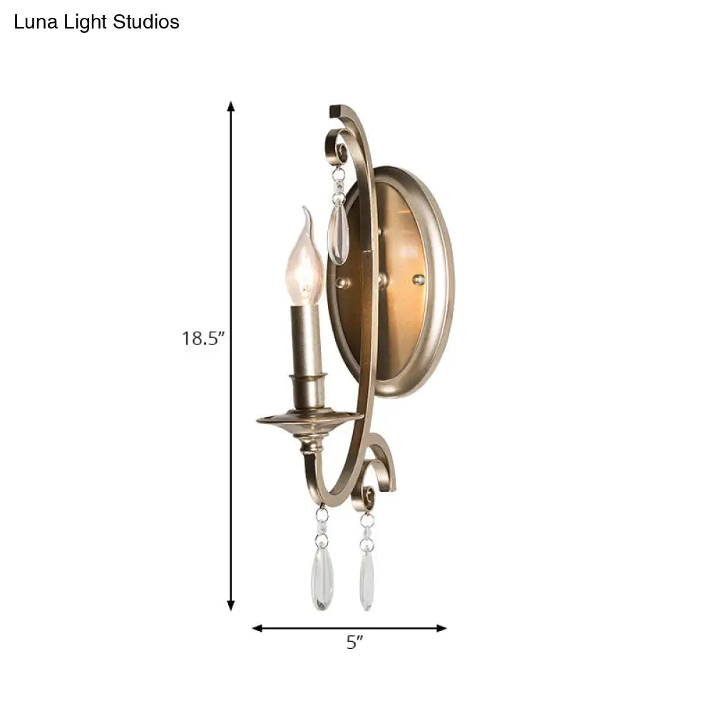 DecorBites™ French Country Bedroom Wall Lamp - Brass Finish Sconce Light with Crystal Accent