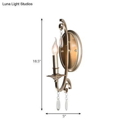DecorBites™ French Country Bedroom Wall Lamp - Brass Finish Sconce Light with Crystal Accent