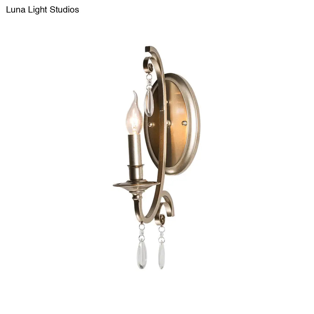 DecorBites™ French Country Bedroom Wall Lamp - Brass Finish Sconce Light with Crystal Accent