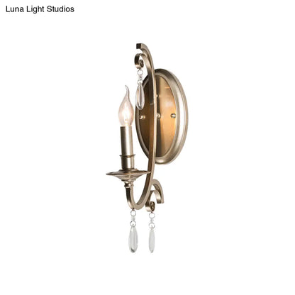 DecorBites™ French Country Bedroom Wall Lamp - Brass Finish Sconce Light with Crystal Accent