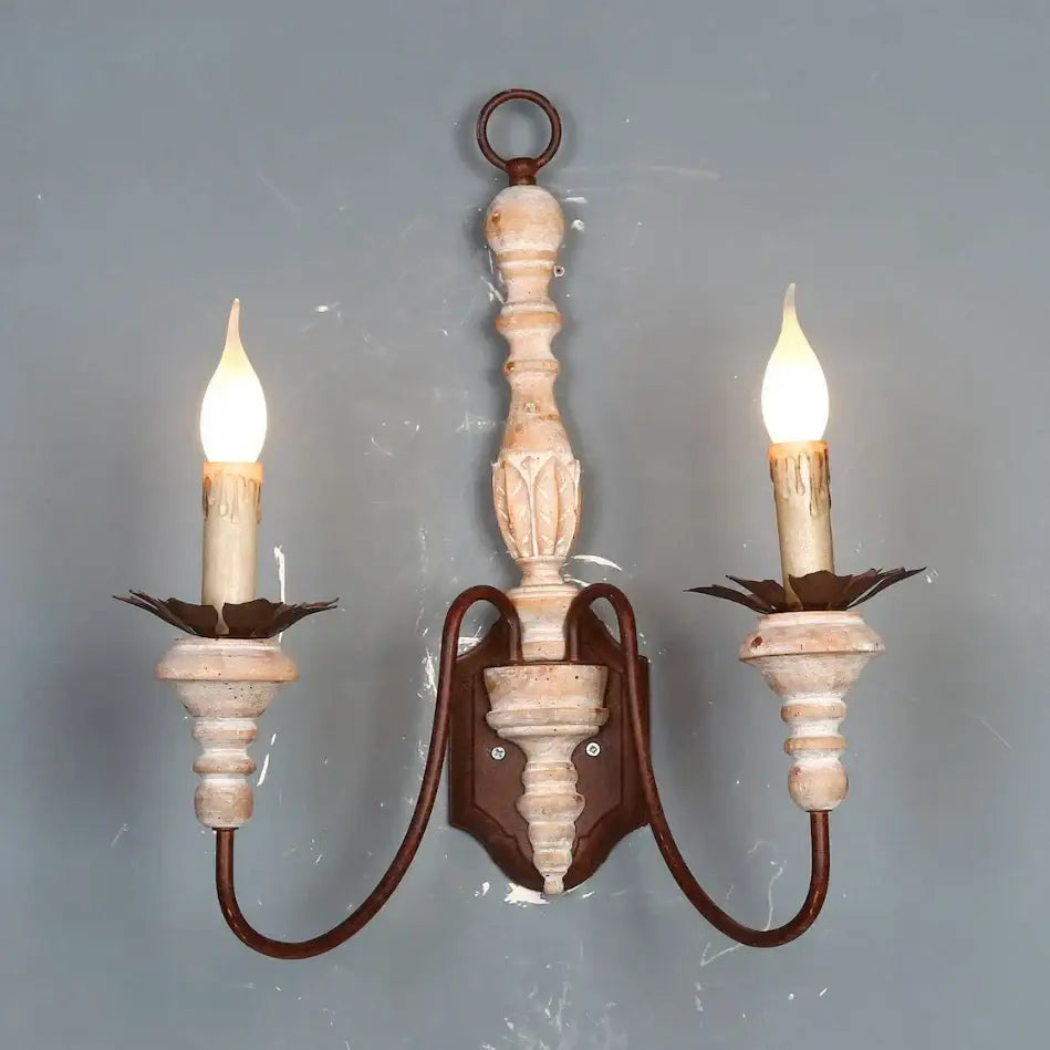 French country distressed white antique retro wall sconces bedroom
