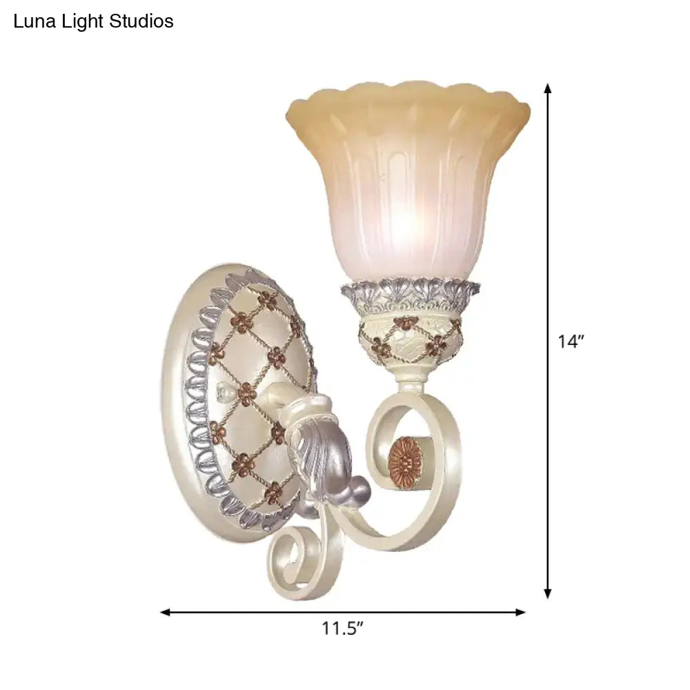 French country gold wall sconce with opaline glass – living room