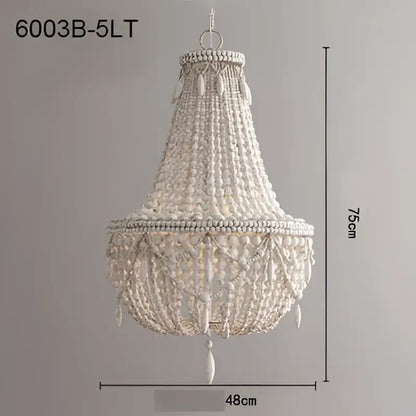 French country wood bead chandelier for bedroom or dining room