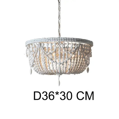 French country wood bead chandelier for bedroom or dining room
