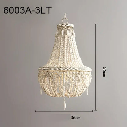 French country wood bead chandelier for bedroom or dining room