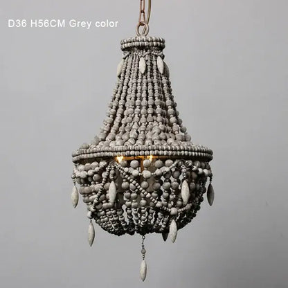 French country wood bead chandelier for bedroom or dining room