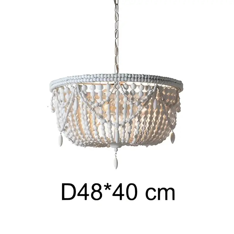 French country wood bead chandelier for bedroom or dining room