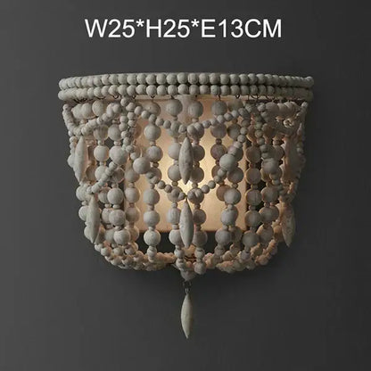 French country wood bead chandelier for bedroom or dining room
