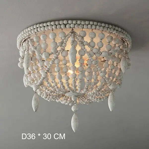 French country wood bead chandelier for bedroom or dining room