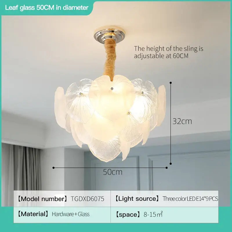 French cream crystal chandelier living room white petal glass light