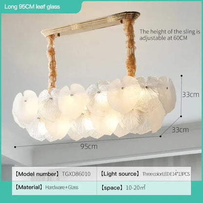 French cream crystal chandelier living room white petal glass light