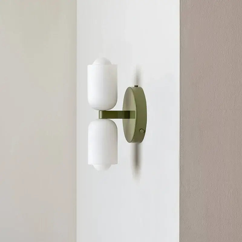 French cream double headed brass wall lamp for bedroom