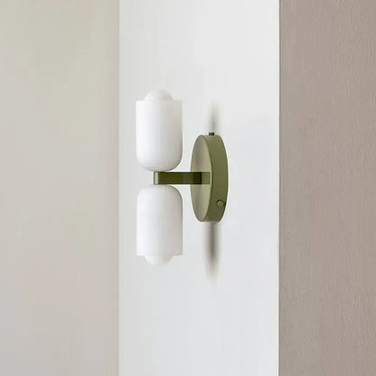 French cream double headed brass wall lamp for bedroom