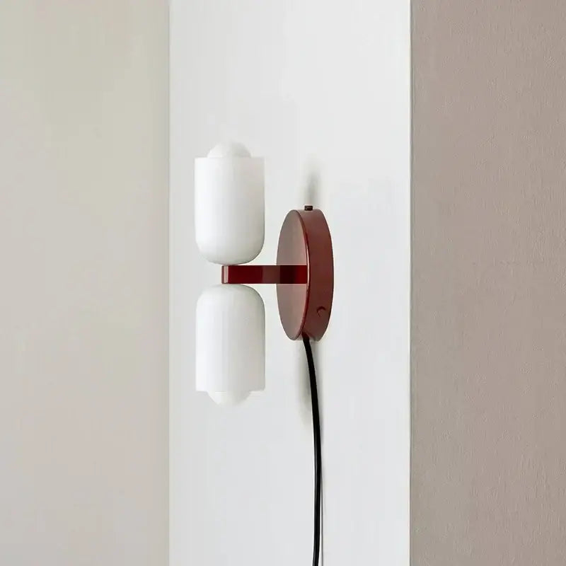 French cream double headed brass wall lamp for bedroom