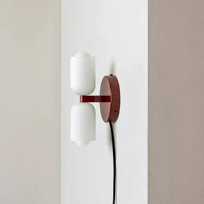 French cream double headed brass wall lamp for bedroom