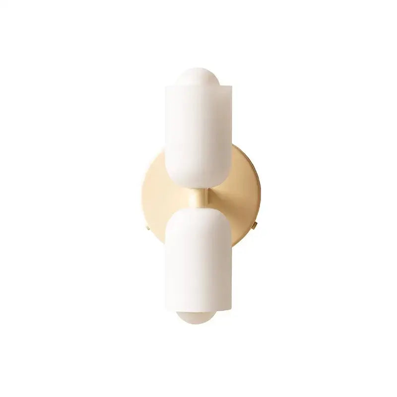 French cream double headed brass wall lamp for bedroom