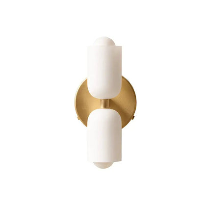 French cream double headed brass wall lamp for bedroom