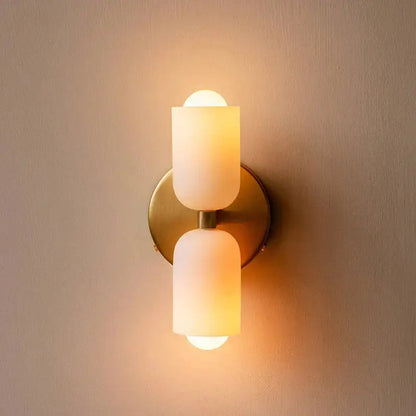 French cream double headed brass wall lamp for bedroom