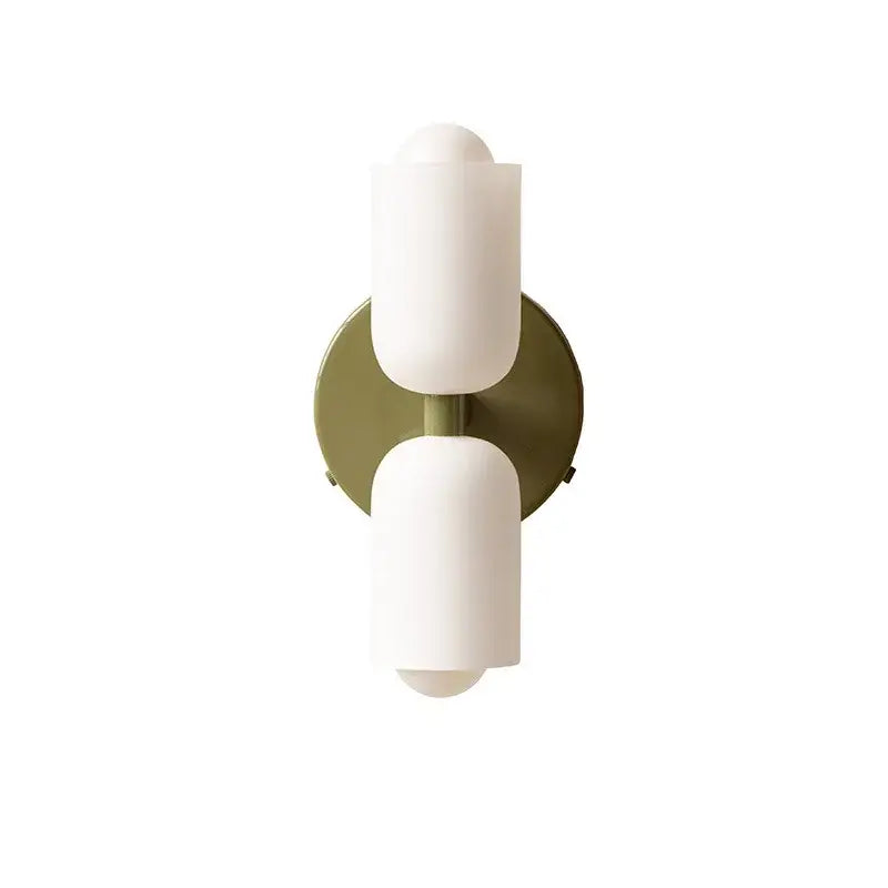 French cream double headed brass wall lamp for bedroom