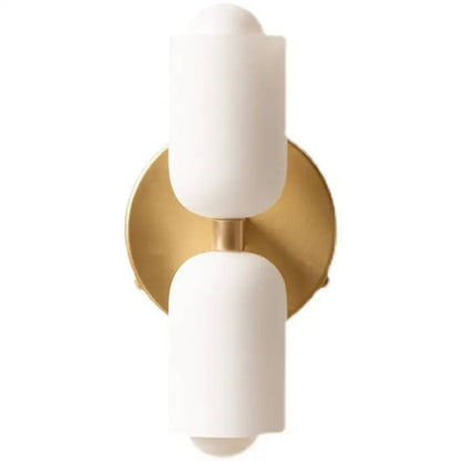 French cream double headed brass wall lamp for bedroom
