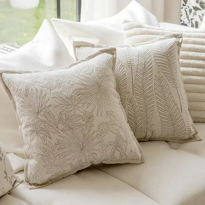 French cream jacquard floral pillow covers living room decor