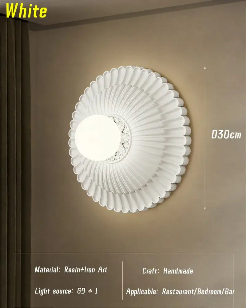 French cream petal wall lamp bedroom sconce