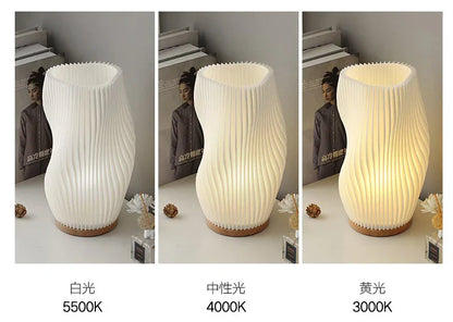 DecorBites™ French cream style 3D desk lamp ins internet red pleated bedroom bedside lamp study coffee shop card seat atmosphere lamp