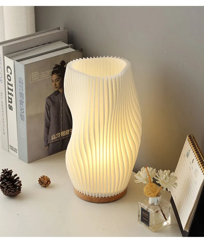 DecorBites™ French cream style 3D desk lamp ins internet red pleated bedroom bedside lamp study coffee shop card seat atmosphere lamp