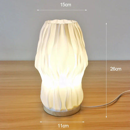 DecorBites™ French cream style 3D desk lamp ins internet red pleated bedroom bedside lamp study coffee shop card seat atmosphere lamp