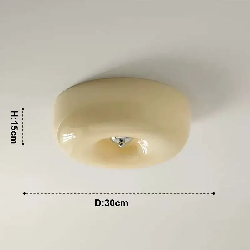French cream translucent glass ceiling lamp for bedroom