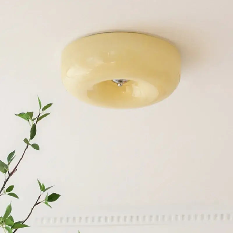 French cream translucent glass ceiling lamp for bedroom