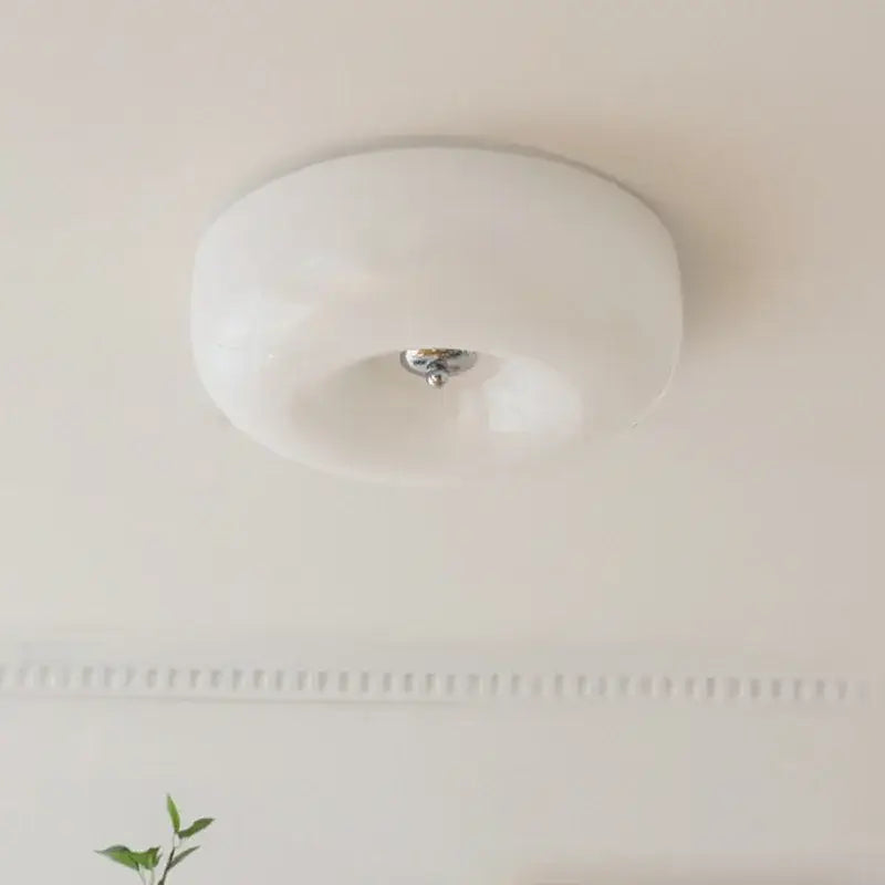 French cream translucent glass ceiling lamp for bedroom