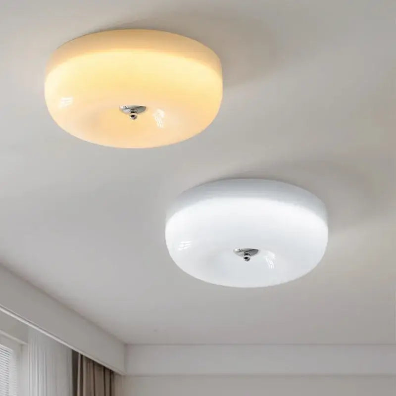 French cream translucent glass ceiling lamp for bedroom