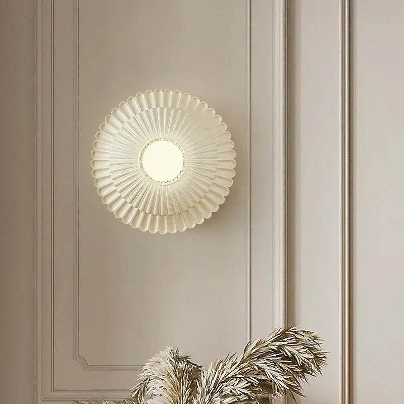 French cream wind sunburst wall lamp for bedroom french cream