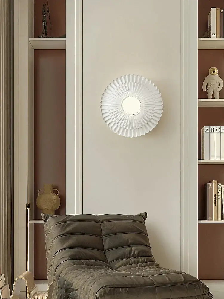 French cream wind sunburst wall lamp for bedroom french cream