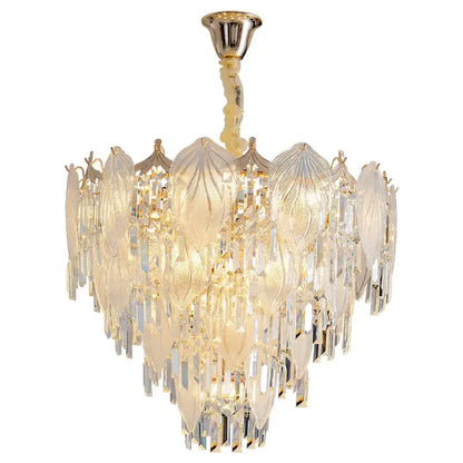 French crystal chandelier cream leaf pendant light dining room